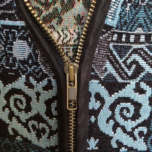 Vintage Tradition Brocade Embroidered Geometric Print Zippered Jacket Large - Picture 12 of 12